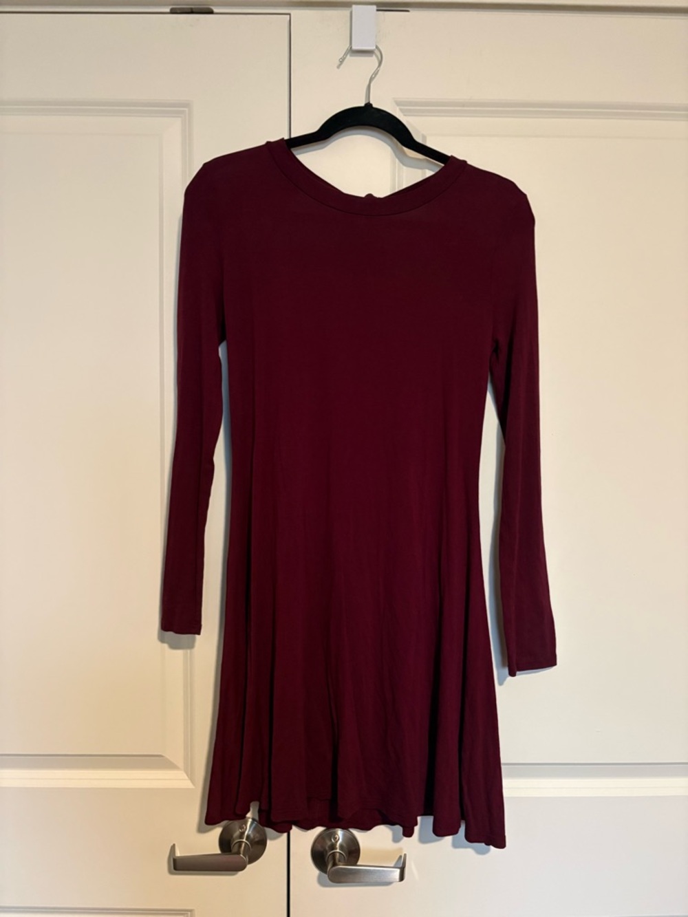 Lulu's Wine Long Sleeve Swing Dress